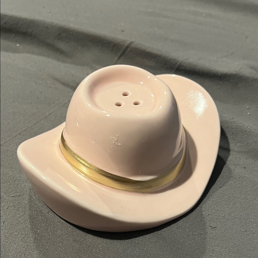 Dabney Lee Pink and Gold Cowboy Hat Salt Shaker